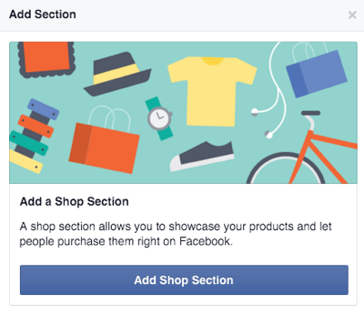 facebook shop section